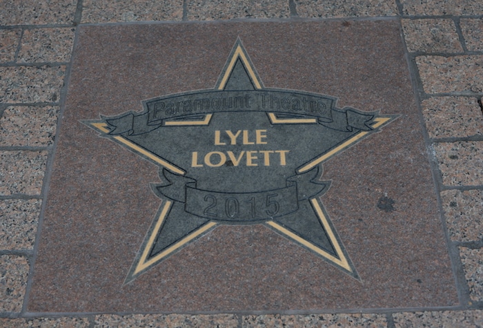 Sidewalk star at Austin's Paramount Theatre honoring singer Lyle Lovett
