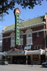 Facade and sign of Austin's historic Paramount Theatre